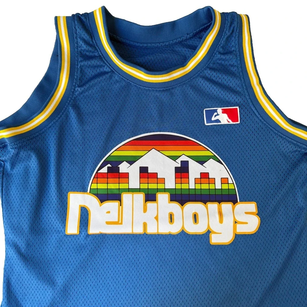 Full Send Nelkboys Basketball Jersey Mens Medium Blue Rainbow Nuggets Style